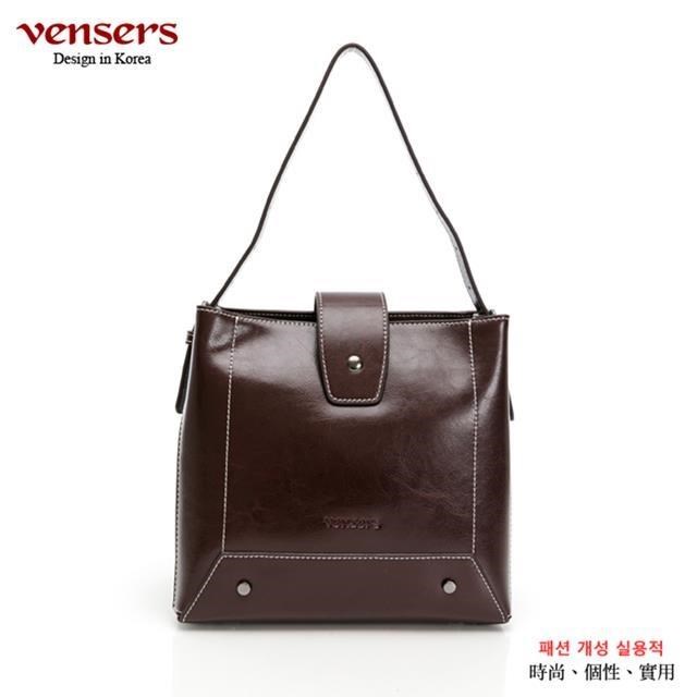 【vensers】牛皮潮流個性斜肩背包(NL1083903咖啡)