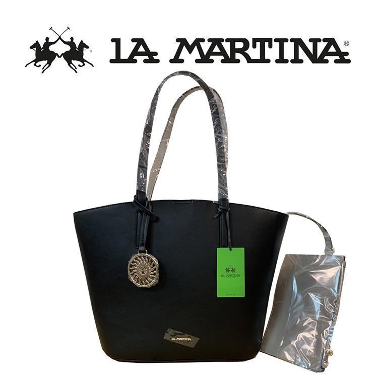 【LA MARTINA】限量2折 頂級金標皮革拖特包含內夾 1239T 全新專櫃展示品(黑色)