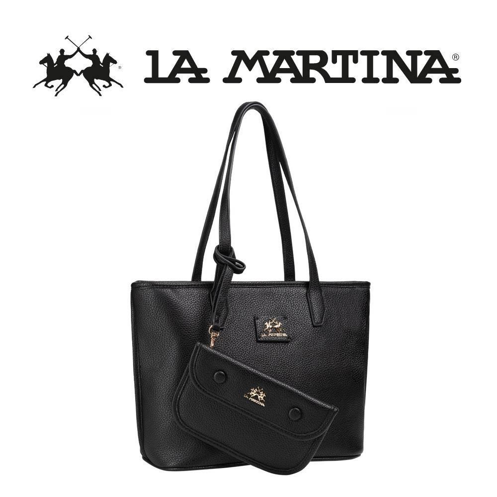 【LA MARTINA】限量2折 頂級金標皮革拖特包含內夾 1285T 全新專櫃展示品(黑色)