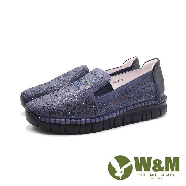 W&M(女)光澤貼鑽樂福鞋 女鞋-深藍色