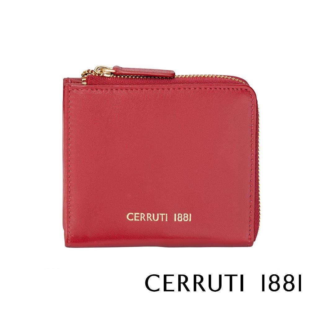 【Cerruti 1881】限量2折 頂級義大利小牛皮零錢包 全新專櫃展示品_紅色 6163M