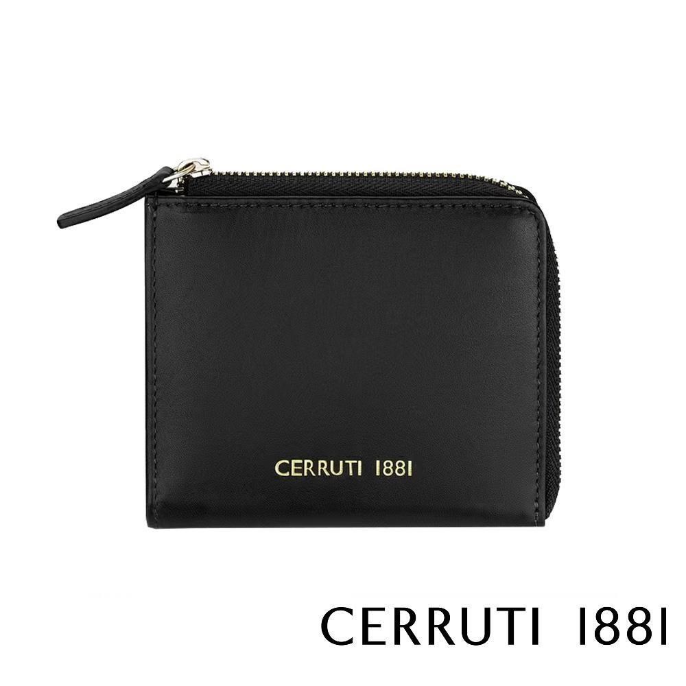 【Cerruti 1881】限量2折 頂級義大利小牛皮零錢包 全新專櫃展示品_黑色 6163M