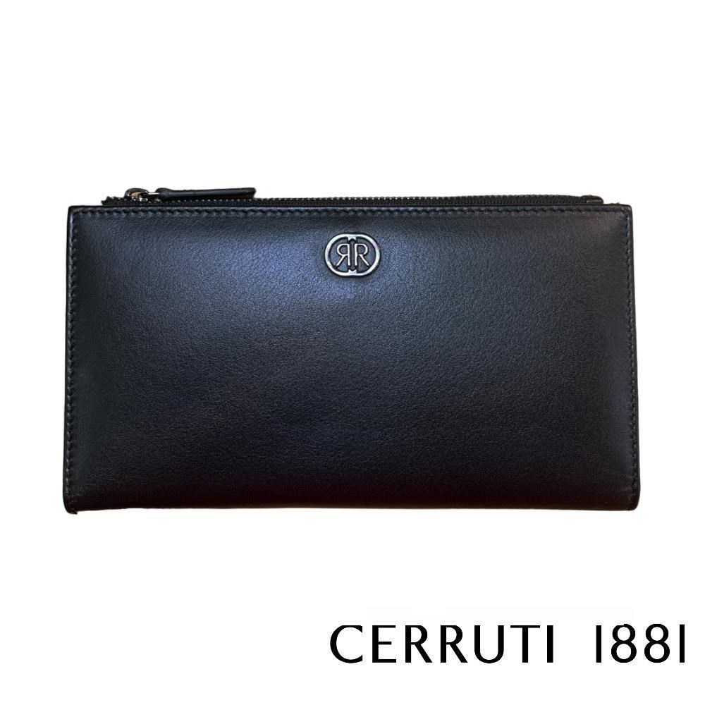 【Cerruti 1881】限量2折 頂級小牛皮女用長夾 全新專櫃展示品 黑色 6327M