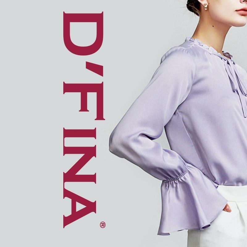 《D'Fina 時尚女裝》 歐美高檔緞面雪紡荷葉袖長袖襯上身