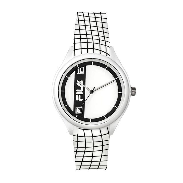 【FILA 斐樂】網格設計簡約造型腕錶-百搭白/38-321-201