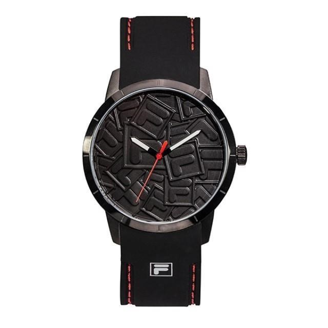 【FILA 斐樂】堆疊LOGO設計腕錶-極致黑/38-186-003