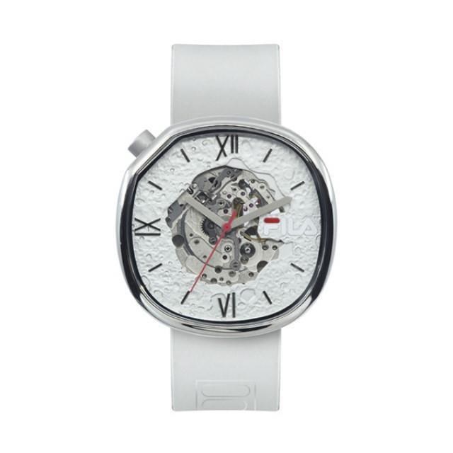 【FILA 斐樂】層次感隕石機械腕錶-百搭白/38-307-001