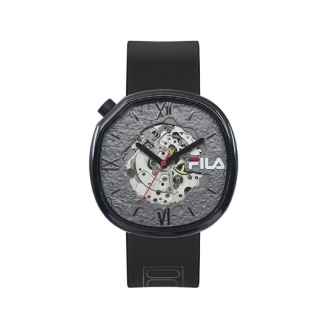【FILA 斐樂】時尚羅馬層次感隕石機械腕錶-個性黑/38-307-002