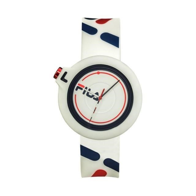 【FILA Watch】滑輪同心趣味簡約時尚矽膠腕錶-百搭白/38-6081-006