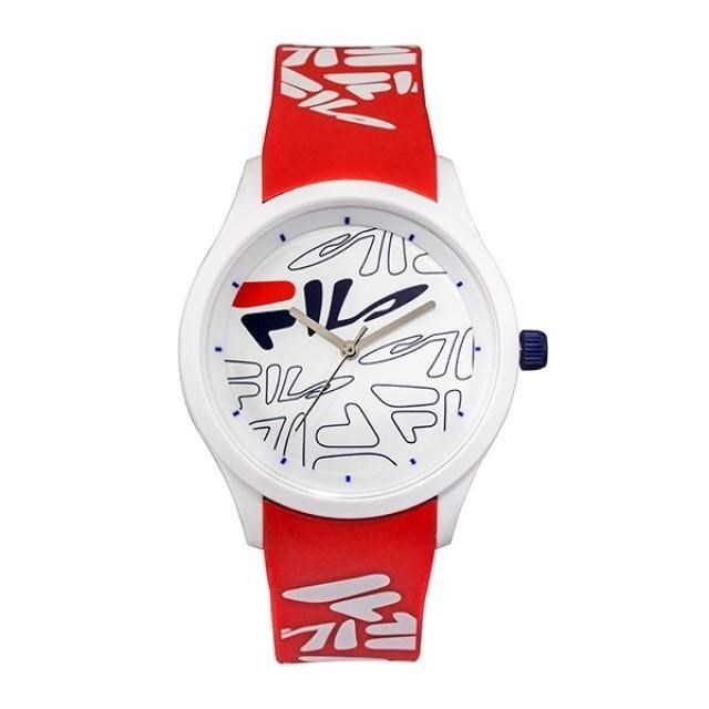 【FILA 斐樂】塗鴉風LOGO造型腕錶-帥氣紅/38-129-206