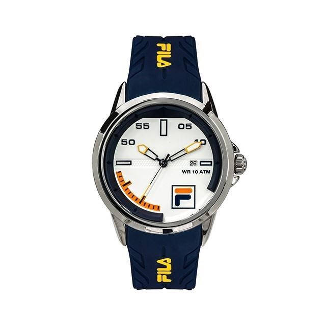 【FILA 斐樂】賽車風格經典設計腕錶-帥氣藍/38-170-002