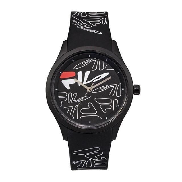 【FILA 斐樂】塗鴉風LOGO造型腕錶-霸氣黑/38-129-202