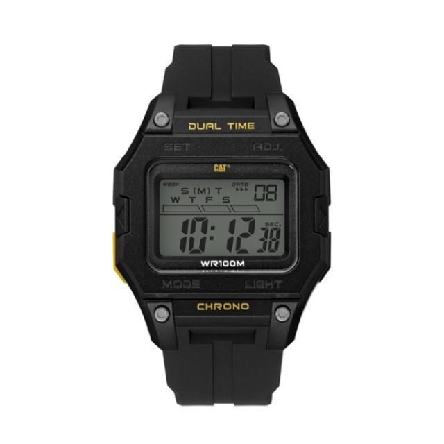 【CAT Watch】SQUATED數位顯示方形電子矽膠時尚腕錶-時尚黑/OF.147.21.247