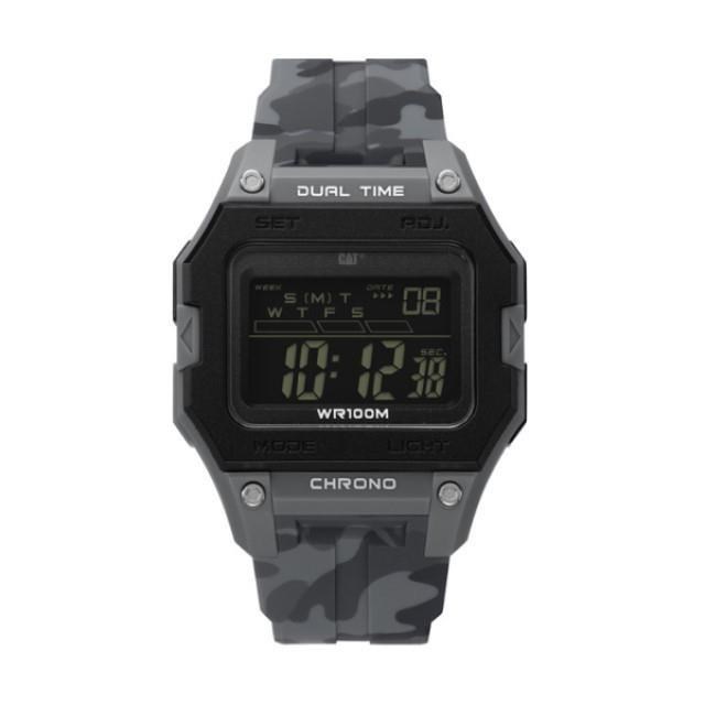 【CAT Watch】SQUATED數位顯示方形電子矽膠時尚腕錶-迷彩灰/OF.147.25.145