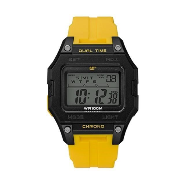 【CAT Watch】SQUATED數位顯示方形電子矽膠時尚腕錶-經典黃/OF.147.27.247