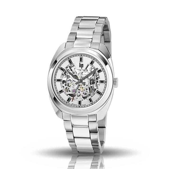 【lip】General De Gaulle法國總統時尚鋼帶機械腕錶-白面銀/671342