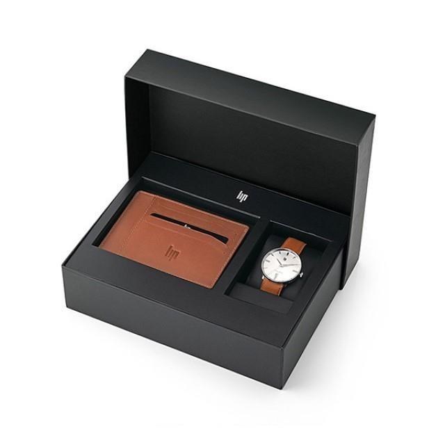 【lip】Himalaya時尚石英皮革腕錶x真皮配件套組-咖啡棕/670100