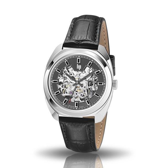 【lip】General De Gaulle法國總統時尚鋼帶機械腕錶-黑銀款/671341