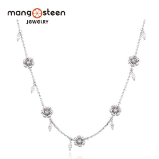 【Mango steen】璀璨夢境時尚S925極光純銀垂墜款項鍊-點綴銀/MJ0005S-NWW