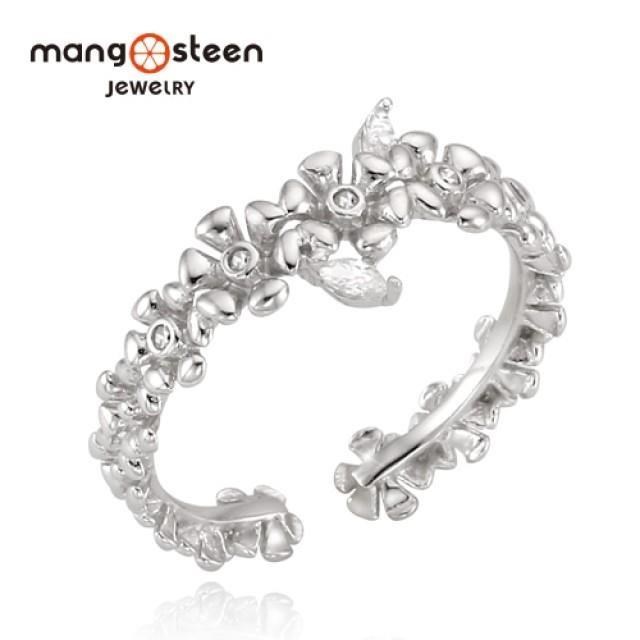 【Mango steen】甜美冠冕時尚S925極光純銀水鑽款戒指-璀璨銀/MJ0005S-RWW
