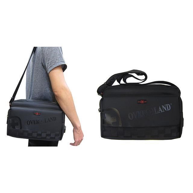 肩側包小容量二層主袋+外袋共四層防水尼龍布+皮革USB外接+內線中性男女適