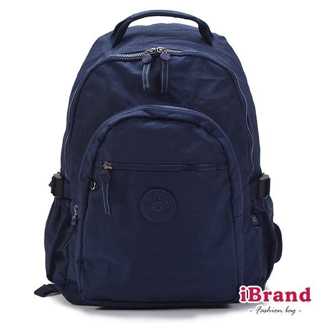 iBrand 簡約素色超輕盈尼龍口袋後背包 -寶藍 TGT-983