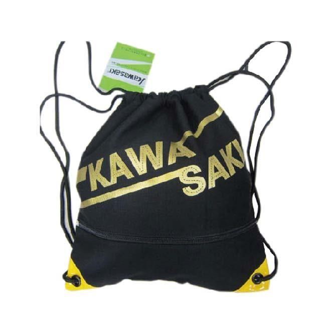 KAWASAKI 束口後揹包大容量正面背面有拉鍊外袋口可放A4資料夾防水帆布