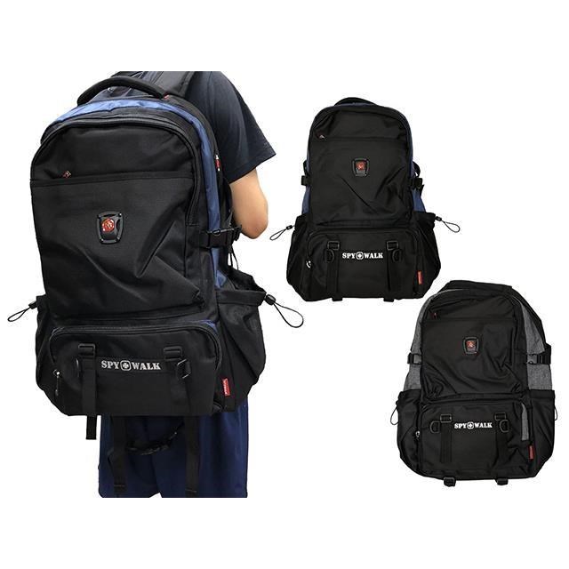 SPYWALK 後背包超大容量二主袋+外袋共四層可A4資料夾USB+線胸腰扣水瓶外袋