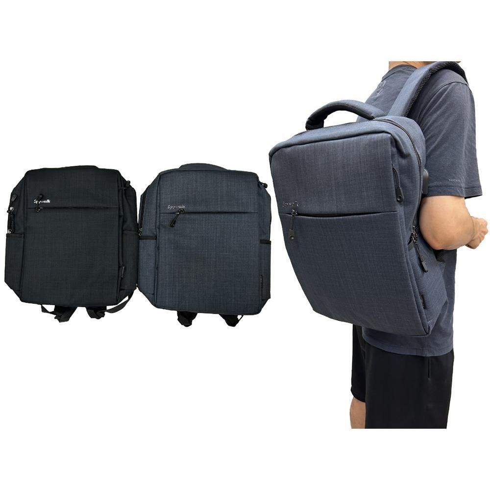 SPYWALK 後背包中大容量可A4夾主袋+外袋共四層USB+線防水尼龍