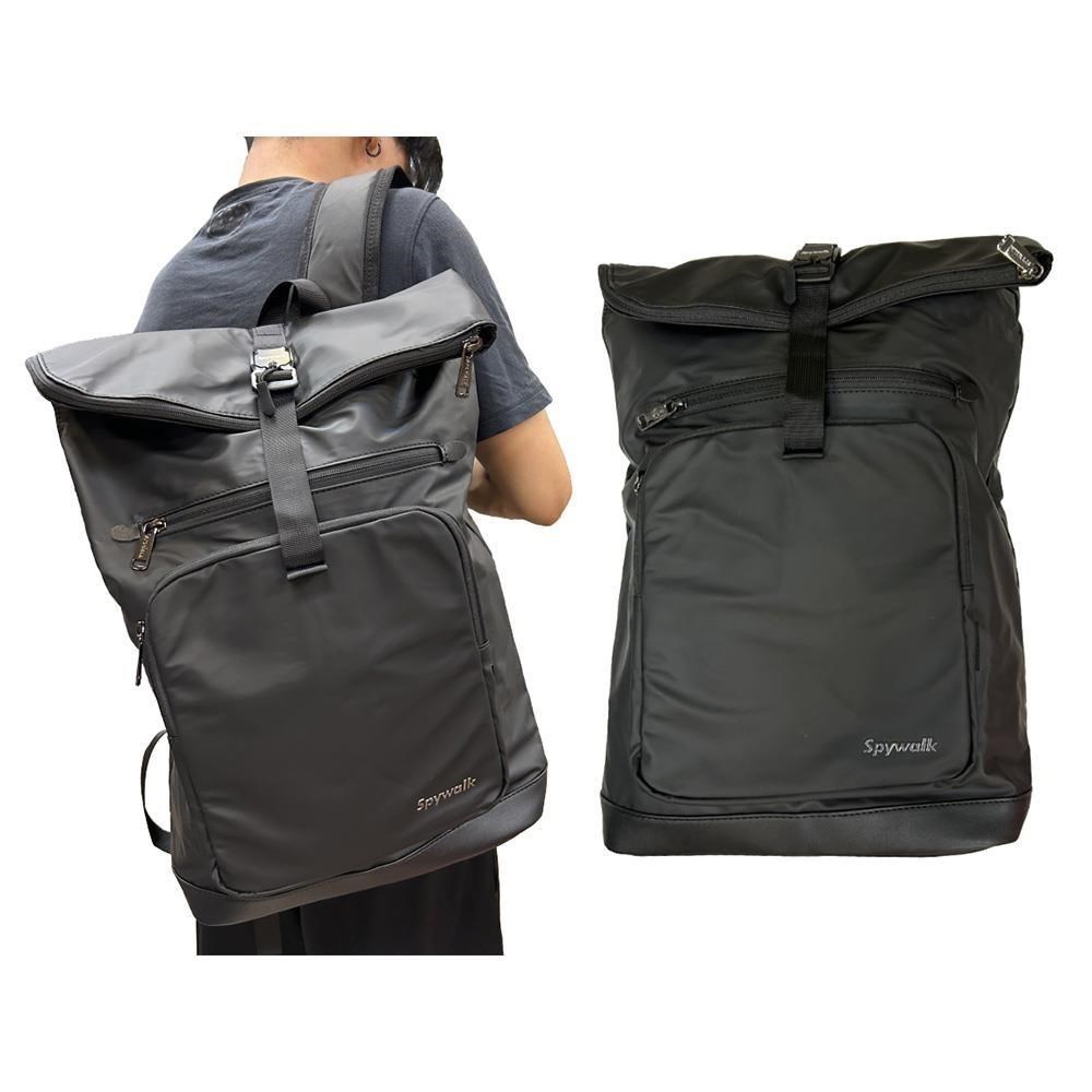 SPYWALK 後背包中大容量可A4夾摺口主袋+外袋共三層科技防水尼龍