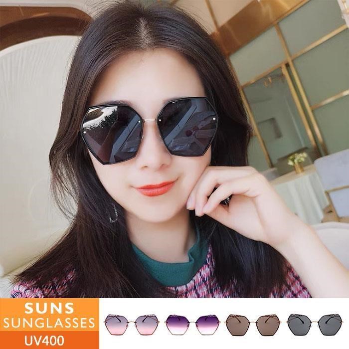 【SUNS】網紅時尚多邊形無框金屬墨鏡/太陽眼鏡 抗UV(6537)