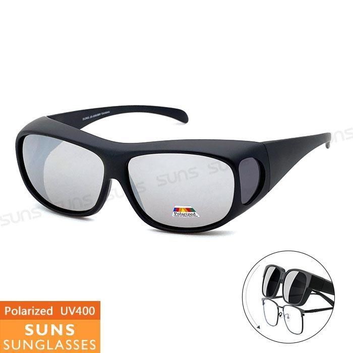【SUNS】Polarized偏光墨鏡 水銀鏡面 包覆性大框架 可外掛式套鏡 抗UV400 S006
