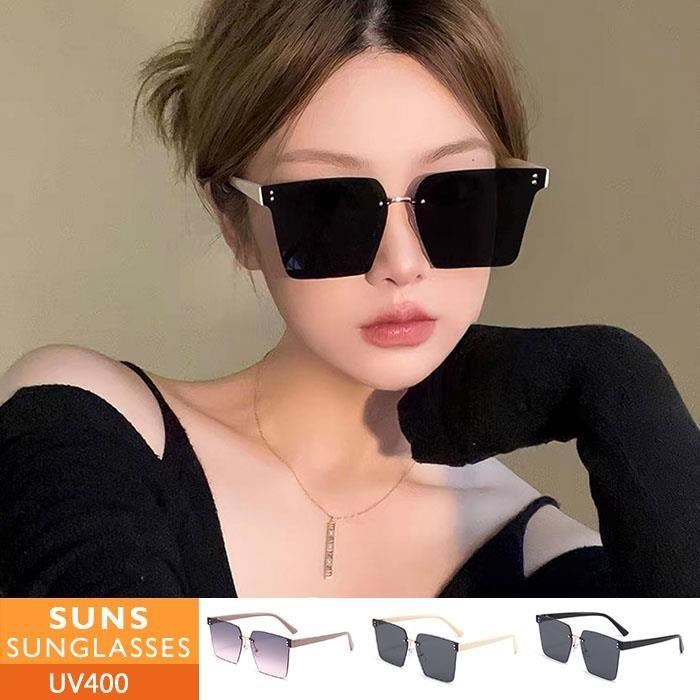 【SUNS】時尚方形切邊無框金屬墨鏡/太陽眼鏡 抗UV(51507)