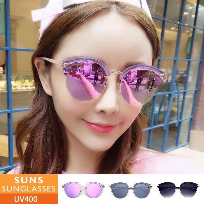 【SUNS】時尚眉架框墨鏡 潮流百搭 男女適用/水銀太陽眼鏡 抗UV(809)