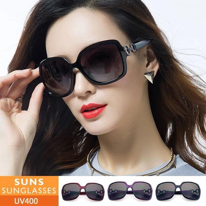 【SUNS】時尚墨鏡 淑女大框菱格紋墨鏡 臺灣製/太陽眼鏡 抗UV400(S611)