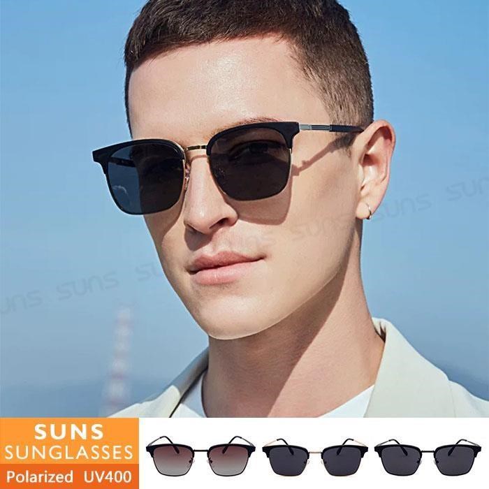 【SUNS】時尚眉架框偏光墨鏡 Polarized駕駛TR太陽眼鏡 抗UV/防眩光(94580)