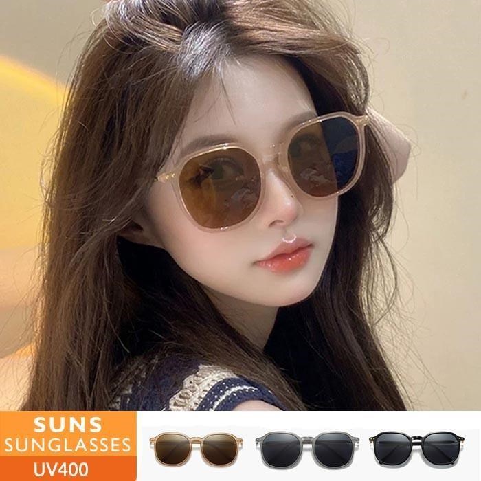 【SUNS】韓版圓框ins太陽眼鏡 TR90輕量明星款 時尚大框墨鏡 抗UV(335)