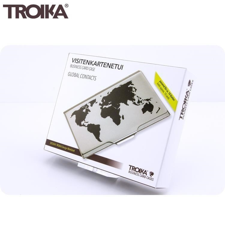 德國TROIKA世界地圖防RFID名片夾信用卡夾CDC15-02BK/T名片盒防感應夾防NFC防側錄