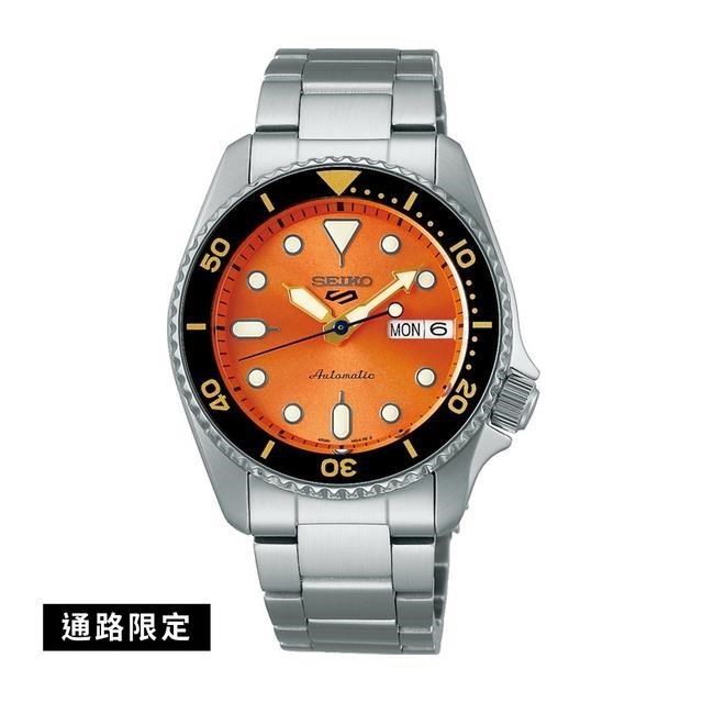 【Seiko精工】4R36-14B0L(SRPK35K1) 5 Sports 系列機械錶 橘色面 38mm