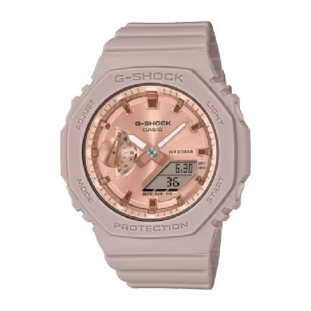 【CASIO卡西歐】GMA-S2100MD-4A 八角形粉紅金平面錶盤雙顯錶 甜蜜粉 42.9mm