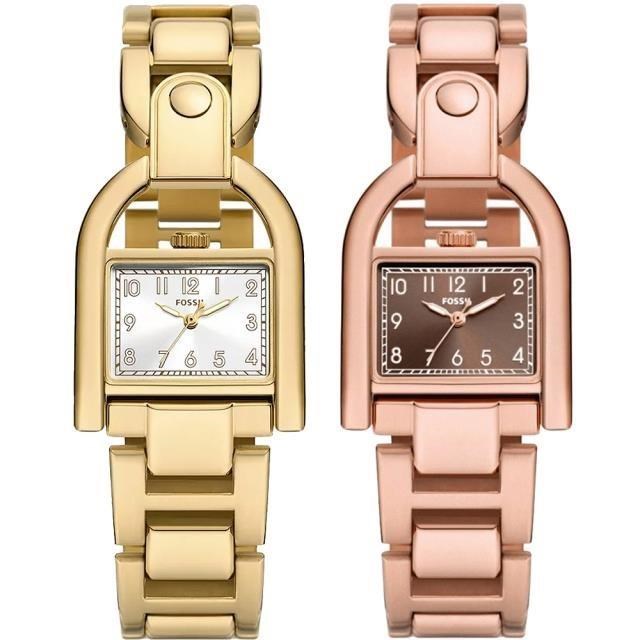 FOSSIL Harwell 鎖頭造型女錶 28MM 復古金/玫瑰金 (ES5327/ES5328)