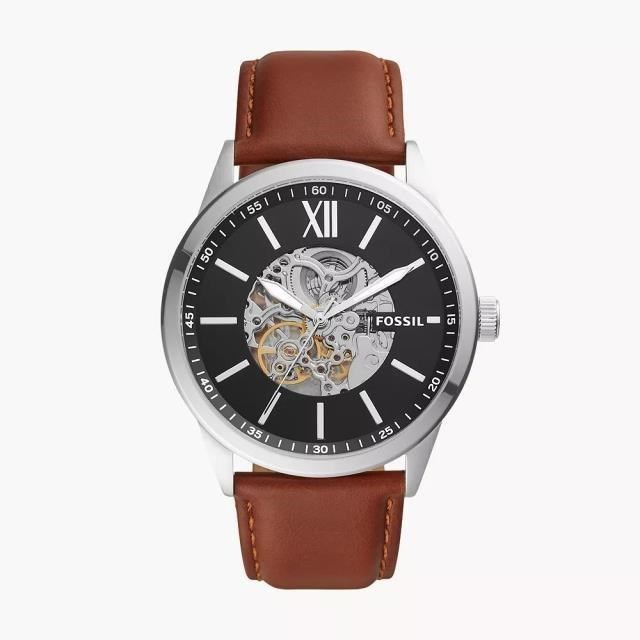 FOSSIL FLYNN 自動上鍊機械腕錶 真皮錶帶 48MM (BQ2386)