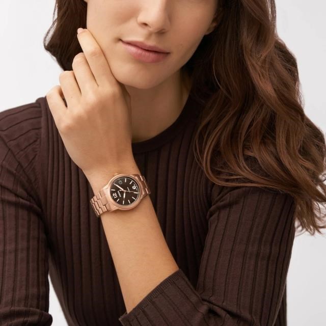Fossil Heritage 復刻系列日期女錶 玫瑰金不鏽鋼錶帶 38MM (ME3258)