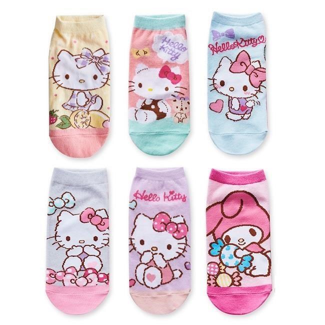 Sanrio 三麗鷗 KITTY 美樂蒂直版襪 兒童短襪 6雙組 MM-A538 KT-A647