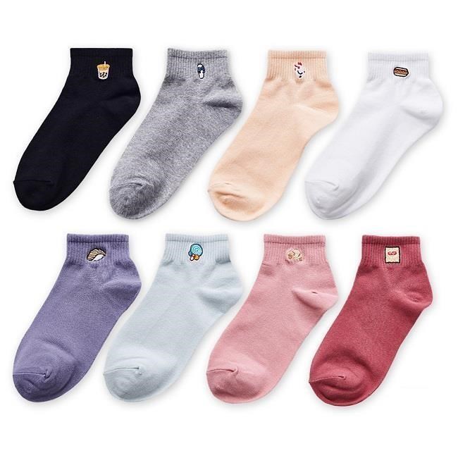 刺繡短襪 台灣製船襪 短襪 電繡圖案短襪 款式隨機 6雙組GK-GK-A301~A308
