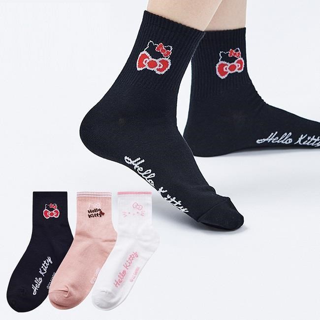Sanrio 凱蒂貓KITTY中統襪 長襪 棉襪款式隨機 6雙組 KT-A402~KT-A404
