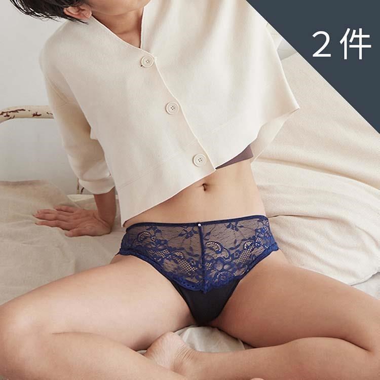 【Khoo】丁字白白褲＿吸收分泌物內褲(藍色兩件組)