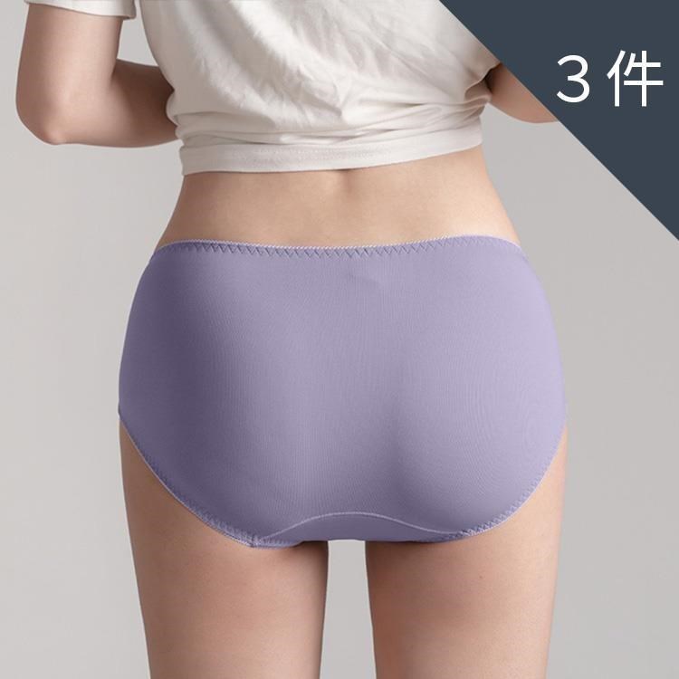 【Khoo】低腰三角白白褲＿吸收分泌物內褲(淺紫色三件組)