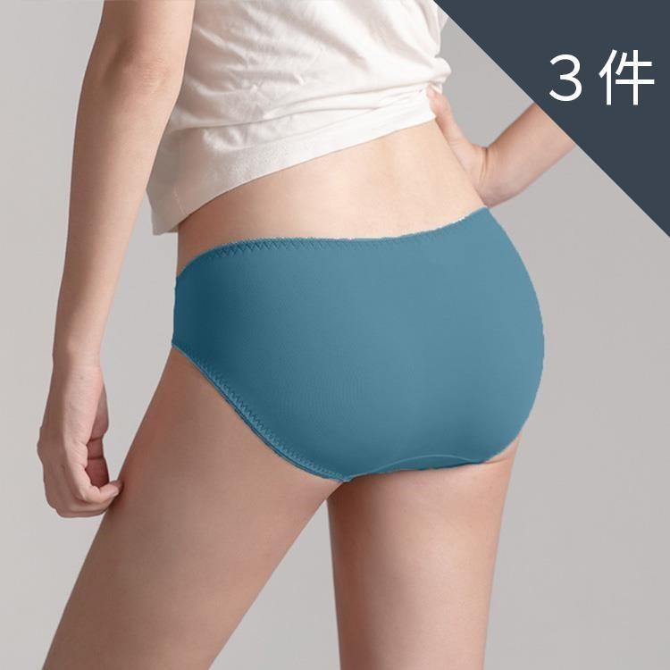【Khoo】低腰三角白白褲＿吸收分泌物內褲(藍綠色三件組)