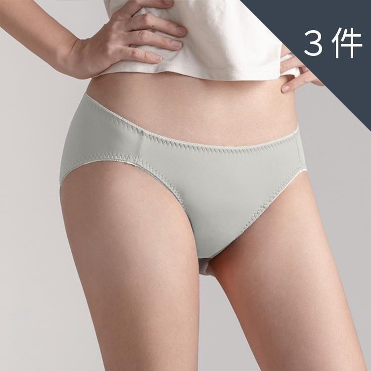 【Khoo】低腰三角白白褲＿吸收分泌物內褲(霧灰色三件組)